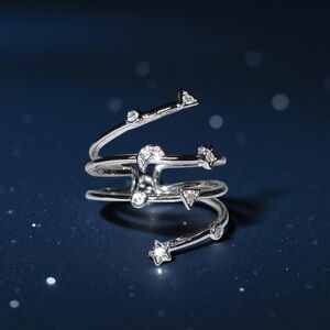 Beautiful Silver Stars ✨ and Moon 🌙 Wrap Ring